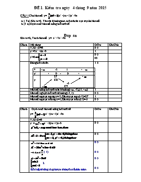 Đề kiểm tra 15 phút Hình học 12